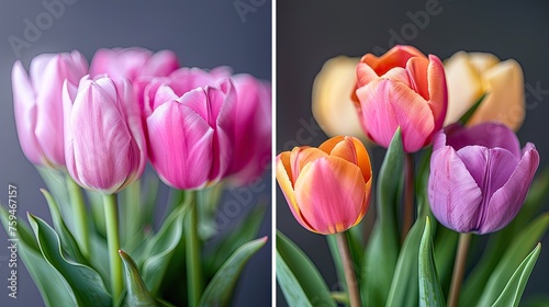 Discover the captivating beauty of tulips through meticulous close-up shots of individual blooms #759467157