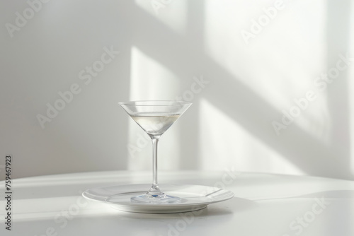 Elegant Martini Cocktail on White Table with Nikon D7000 Gen AI