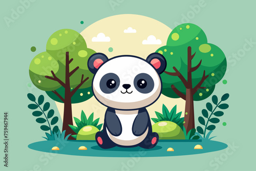 kawaii panda background is tree