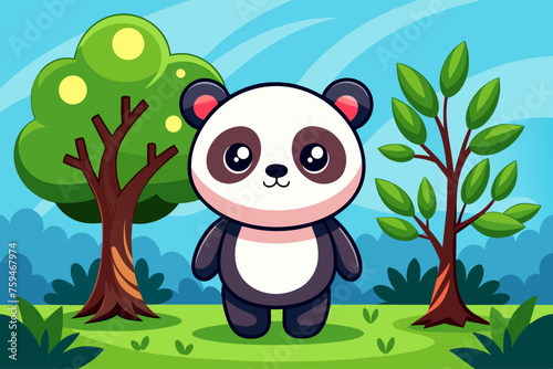 kawaii panda background is tree