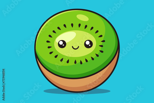 The green kiwi fruit contrasts with the bright background, highlighting its vibrant and fuzzy skin.