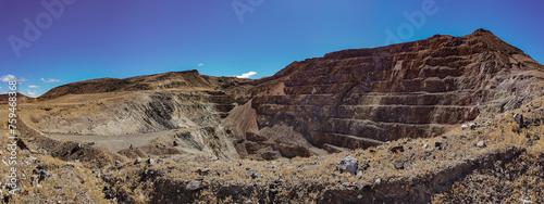 Abandoned open pit mine in Nevada panorama  © Cam