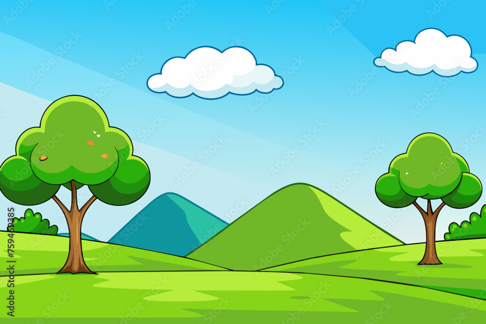 Lush green trees dominate the expansive landscape, creating a serene and awe-inspiring backdrop. Lush green trees dominate the expansive landscape, creating a serene and awe-inspiring backdrop.