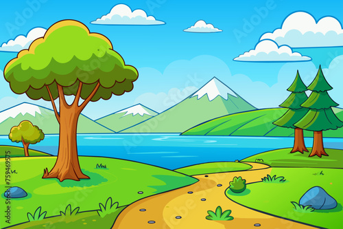 Natural Landscapes showcasing a majestic tree with lush greenery serving as a picturesque backdrop.
