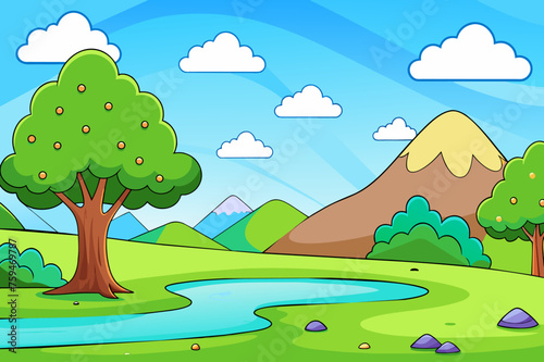 A majestic tree stands tall in a sprawling meadow, creating a serene and inspiring landscape background.