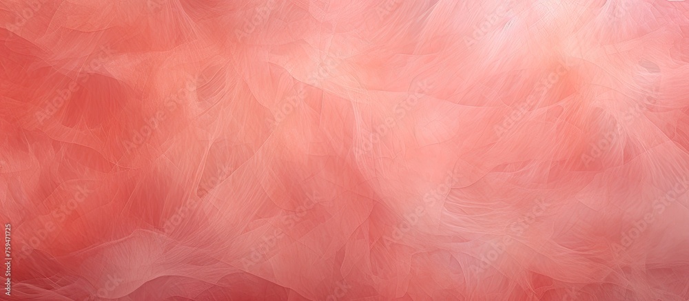 A tight shot showing the texture of a red and white background, resembling a cumulus cloud pattern. Tints and shades of magenta and peach create a unique flooring event