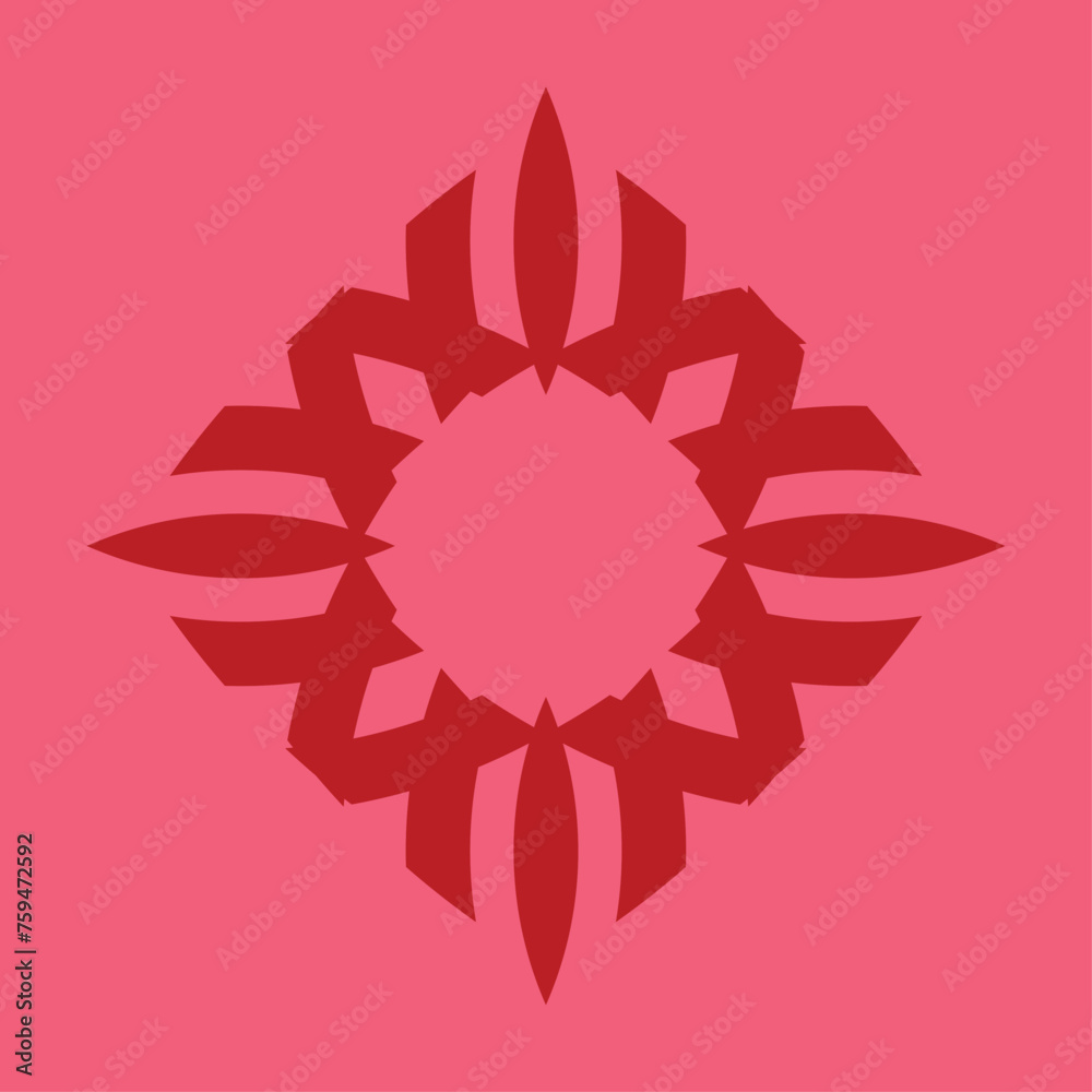 ceramic or tile vector design that forms blooming flower petals, dark red on a pink background. ceramic or tile vector design that forms blooming flower petals, dark red on a pink background.
