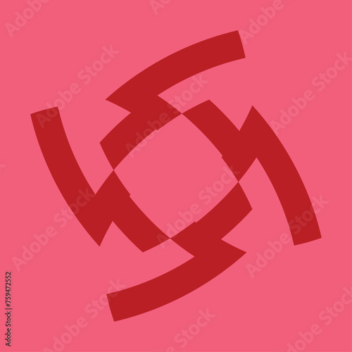 ceramic or tile vector design that forms the letter "S", dark red on a pink background.