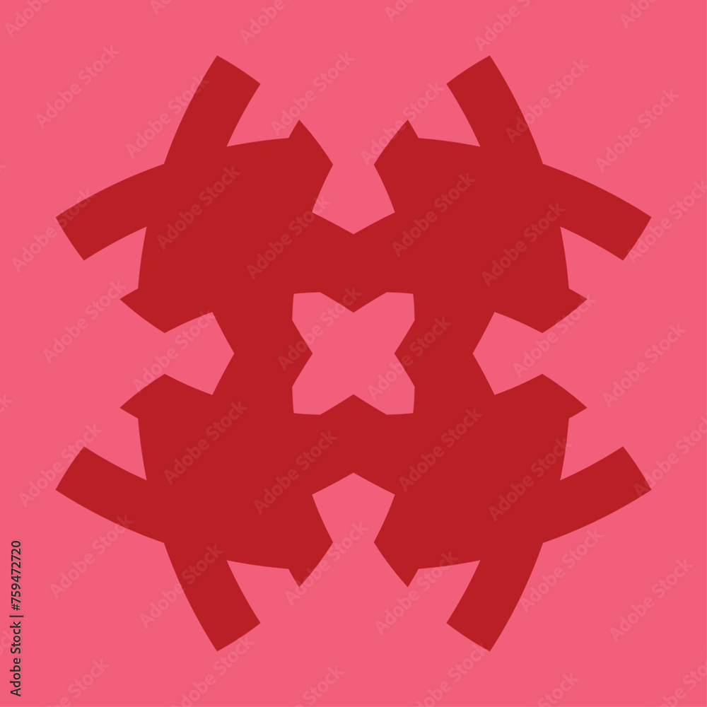 ceramic or tile vector design that forms blooming flower petals, dark red on a pink background. ceramic or tile vector design that forms blooming flower petals, dark red on a pink background.