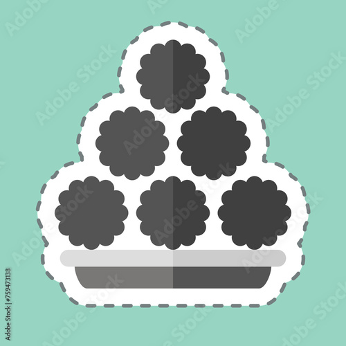 Sticker line cut Meatball. related to Fast Food symbol. simple design editable. simple illustration