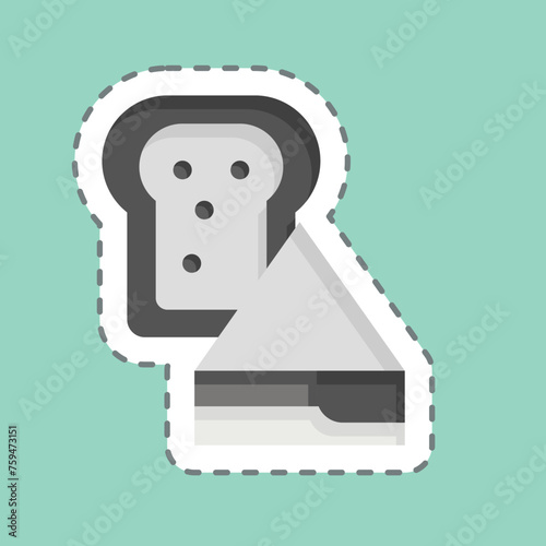 Sticker line cut Sandwich. related to Fast Food symbol. simple design editable. simple illustration