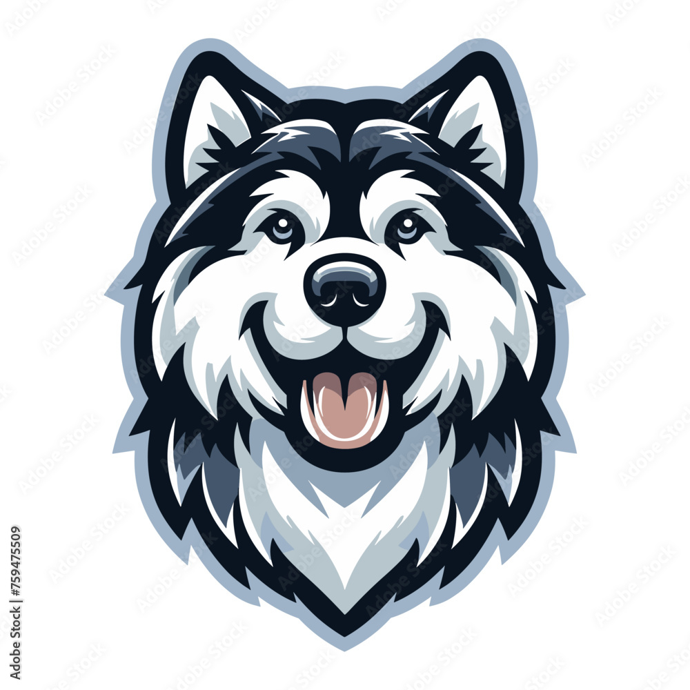 Naklejka premium Alaskan Malamute mascot vector illustration on white background