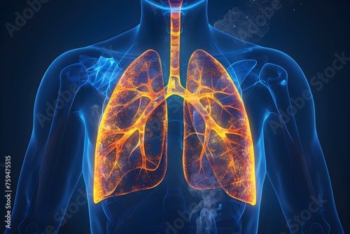 Lungs' Intricate Structure Glowing with Vital Energy in 3D Medical