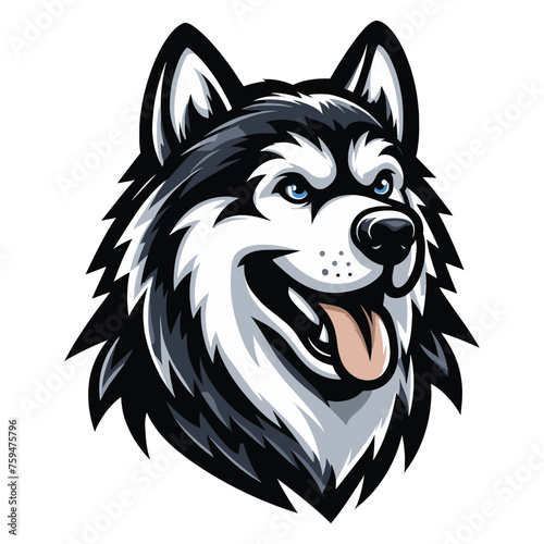 Alaskan Malamute mascot vector illustration on white background