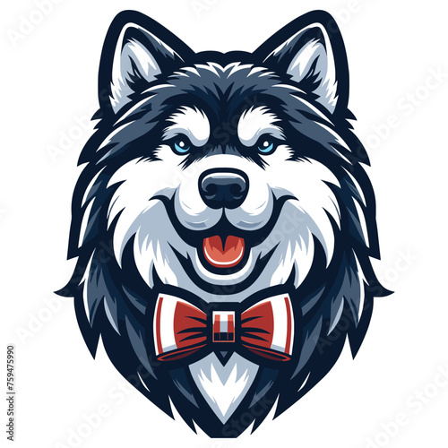 Alaskan Malamute mascot vector illustration on white background