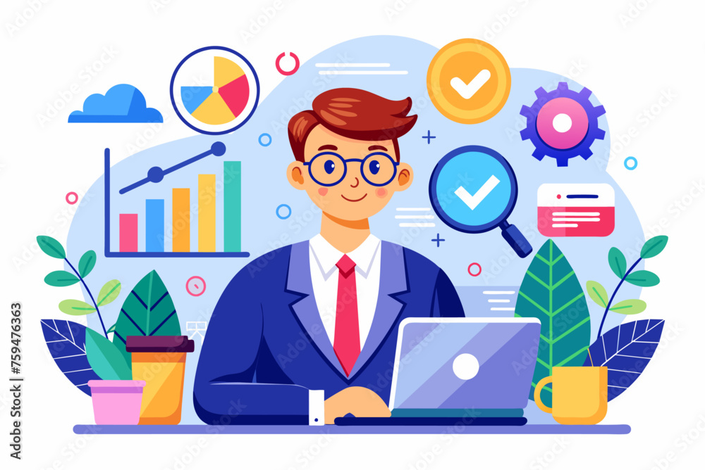 manager auditing business data concept flat illust manager auditing business data concept flat illust