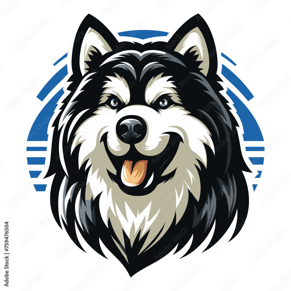 Naklejka premium Alaskan Malamute mascot vector illustration on white background