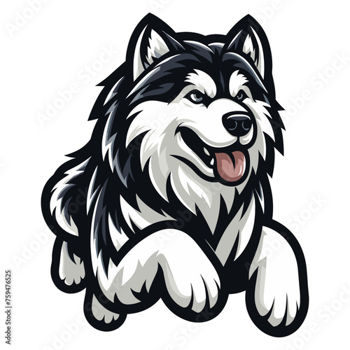 Alaskan Malamute mascot vector illustration on white background