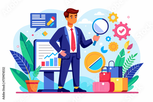 manager auditing business data concept flat illust