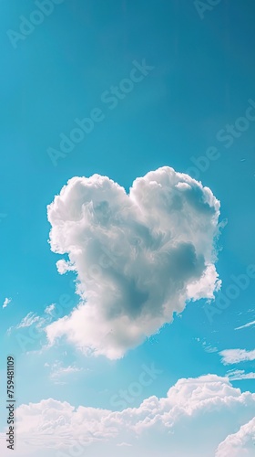 A heart-shaped cloud floating in a bright blue sky reminding viewers to follow their hearts