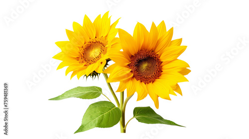 黄色いひまわりの花の背景切り抜き、夏イメージ素材