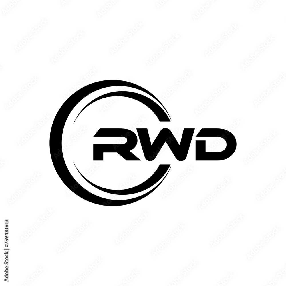 RWD letter logo design with white background in illustrator, cube logo ...