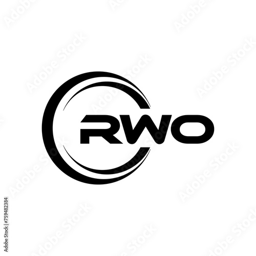 RWO letter logo design with white background in illustrator, cube logo, vector logo, modern alphabet font overlap style. calligraphy designs for logo, Poster, Invitation, etc. photo