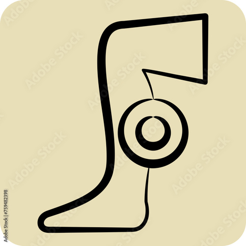Icon Foot pain. related to Body Ache symbol. hand drawn style. simple design editable. simple illustration