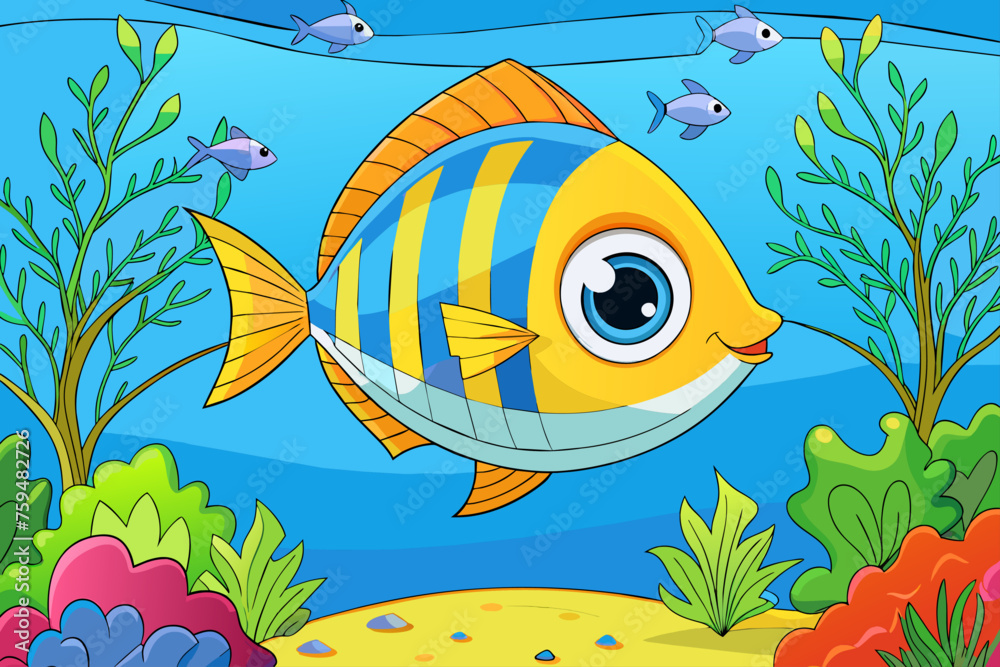 Naklejka premium oceans fish cute background is tree