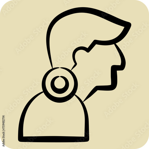 Icon Neck Pain. related to Body Ache symbol. hand drawn style. simple design editable. simple illustration