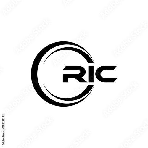 RIC letter logo design with white background in illustrator, cube logo, vector logo, modern alphabet font overlap style. calligraphy designs for logo, Poster, Invitation, etc.