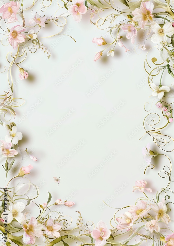 Wedding Invitation Card. Greeting Card. Empty Card with Flower Frame.