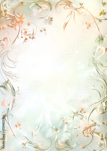 Wedding Invitation Card. Greeting Card. Empty Card with Flower Frame.