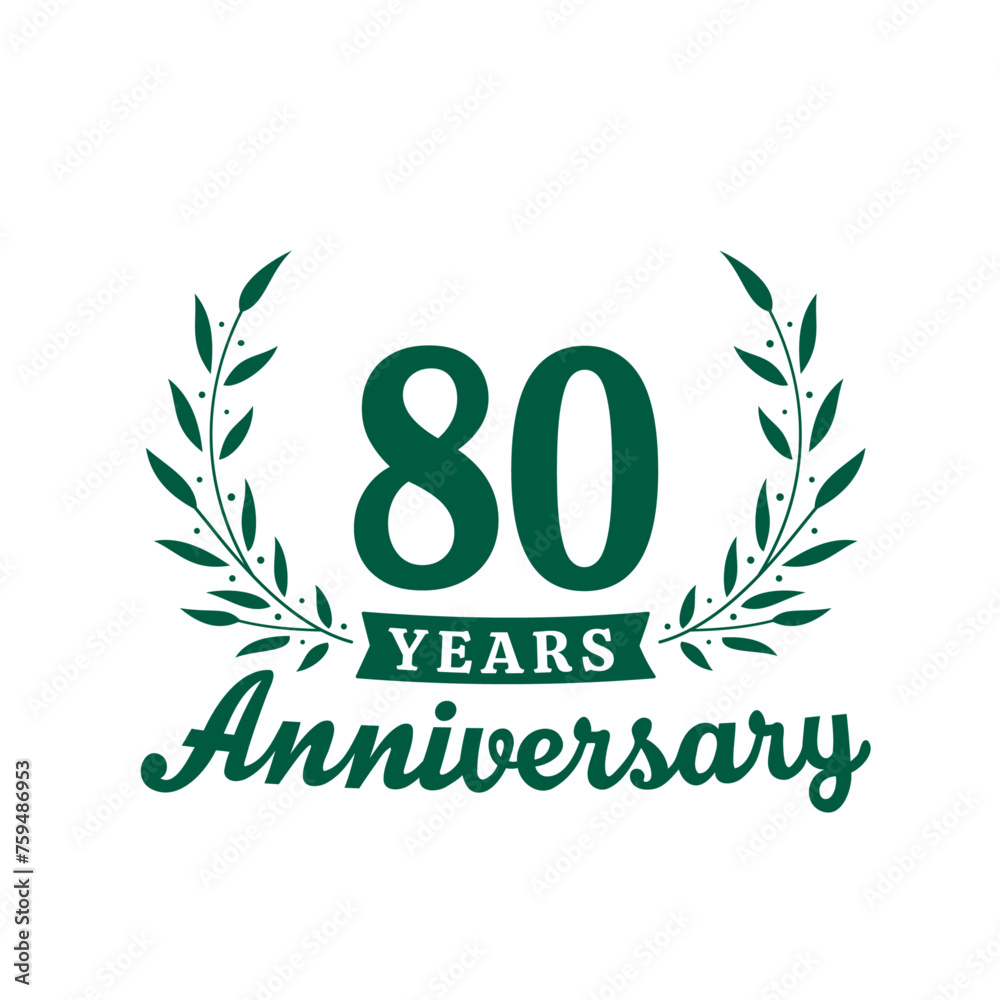 Fototapeta premium Celebrating 80 years anniversary logo design template. 80th anniversary celebrations logotype. Vector and illustrations.