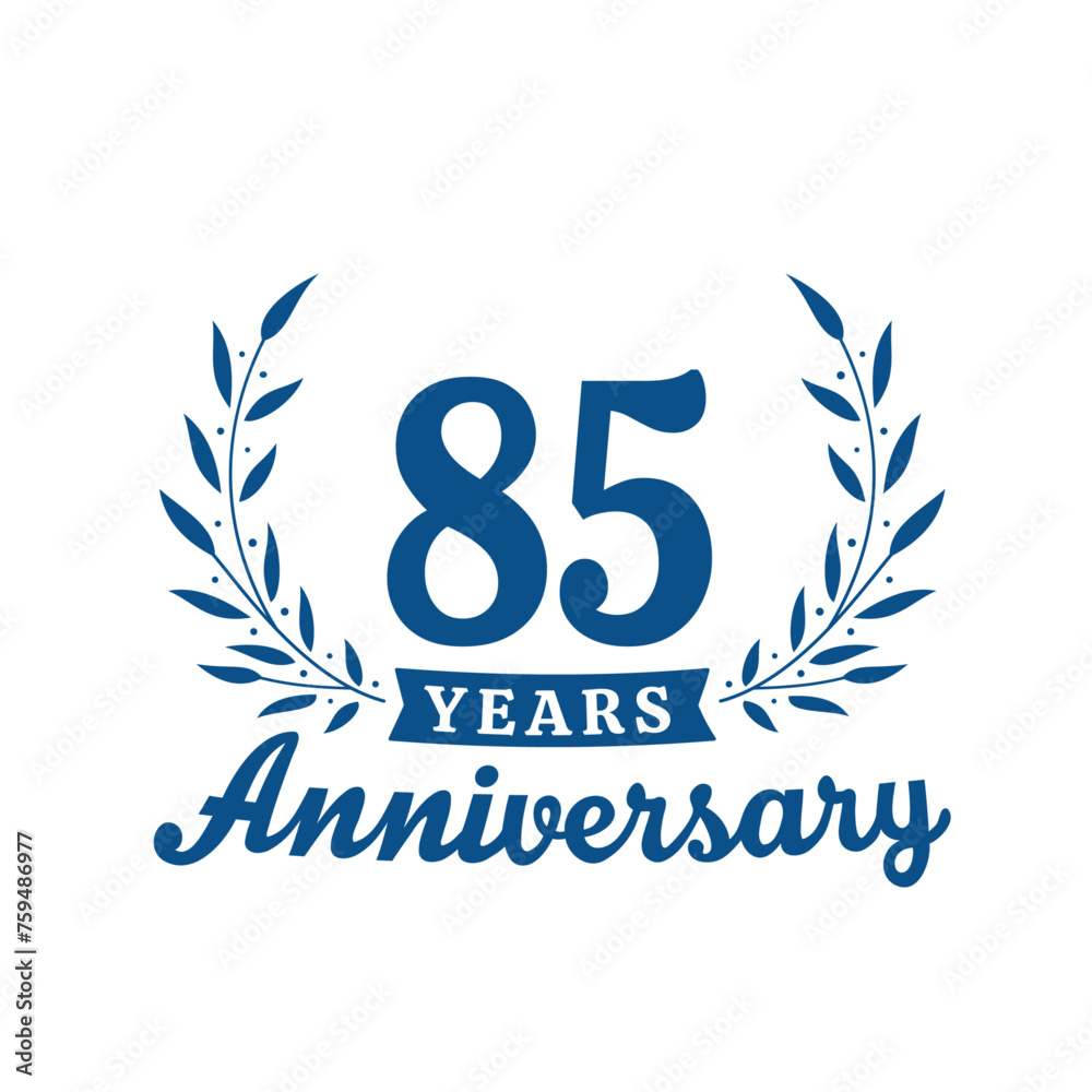 Celebrating 85 years anniversary logo design template. 85th anniversary celebrations logotype. Vector and illustrations. Celebrating 85 years anniversary logo design template. 85th anniversary celebrations logotype. Vector and illustrations.