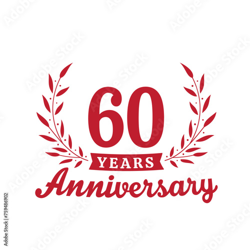 Celebrating 60 years anniversary logo design template. 60th anniversary celebrations logotype. Vector and illustrations.