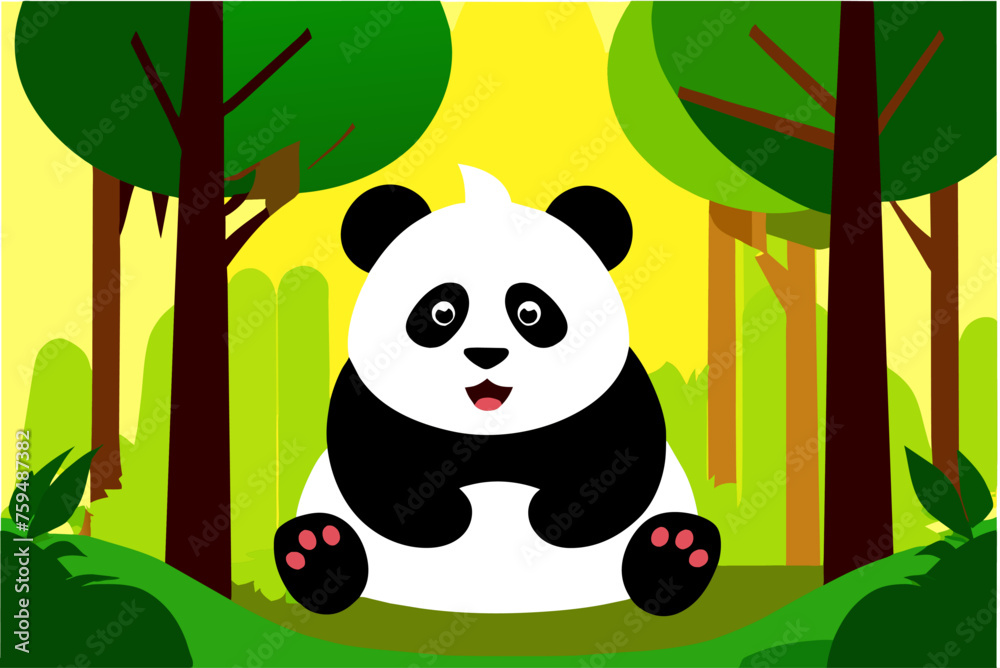 Obraz premium panda cute background is trees 