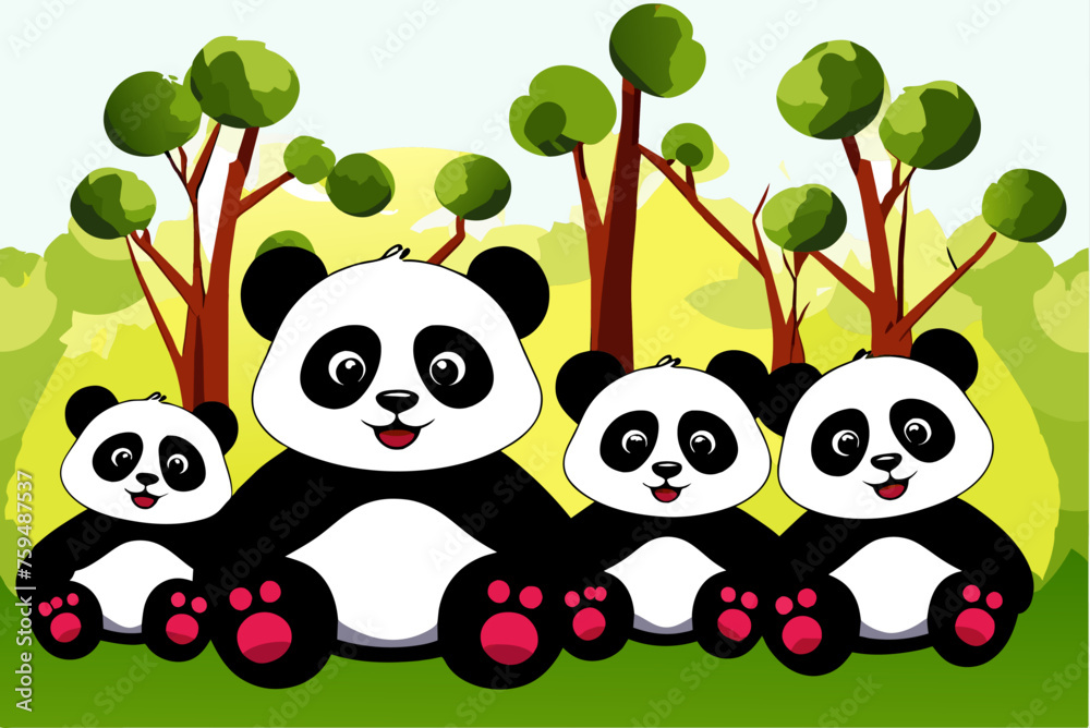 Fototapeta premium pandas cute background is tree