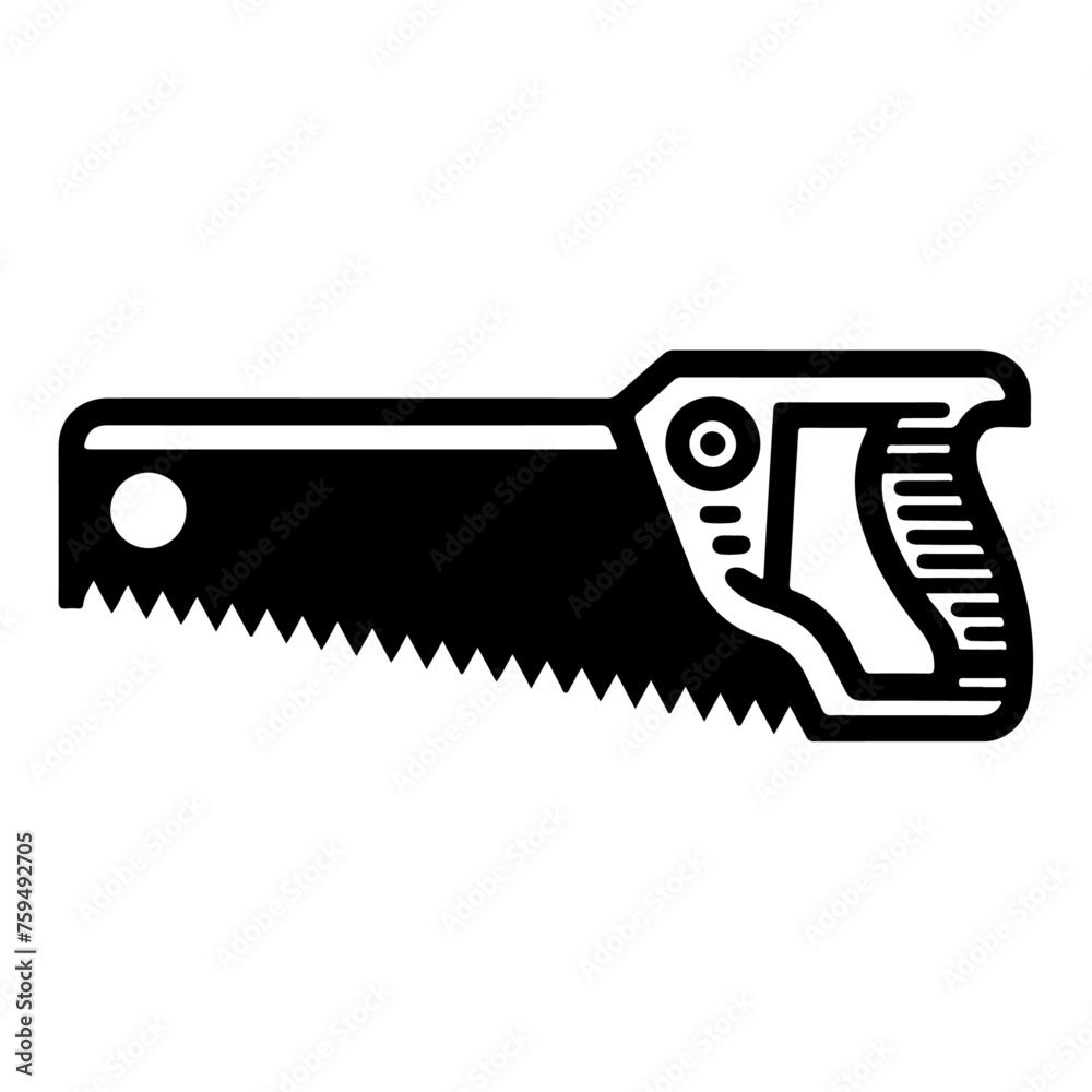 Obraz premium hand wood saw vector icon black color silhouette, a minimal saw vector flat icon 12