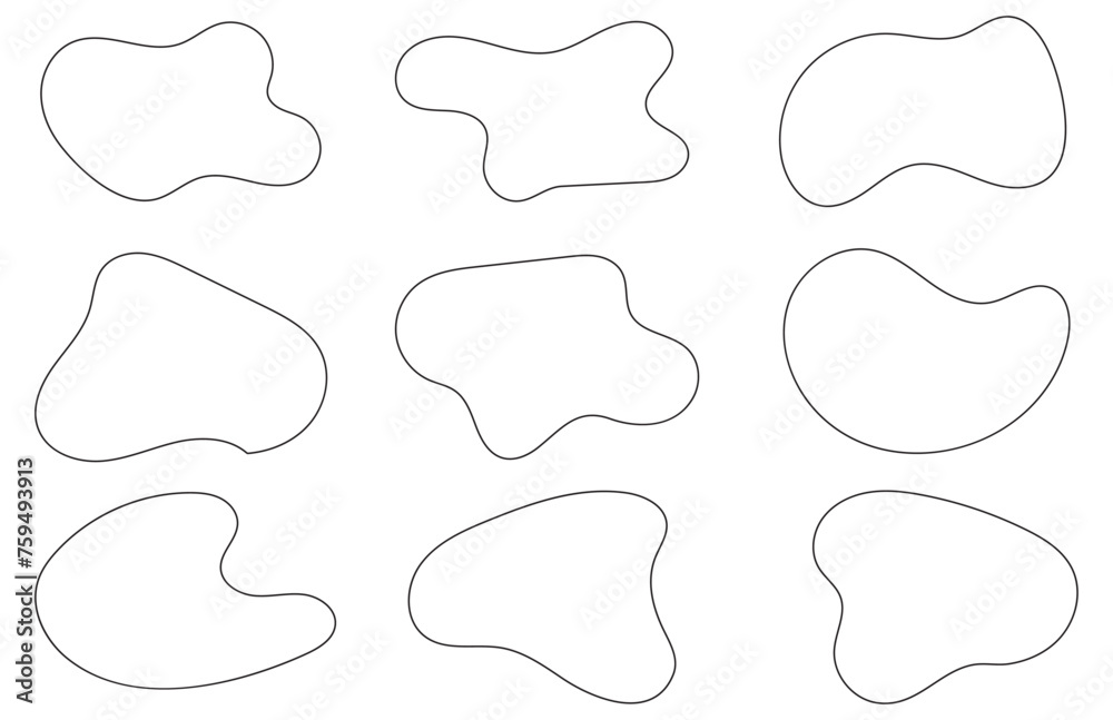 Obraz premium Organic blobs set icon. Random shapes cube drop