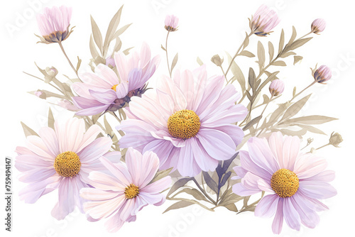 Hand drawn flowers background on white background © nan