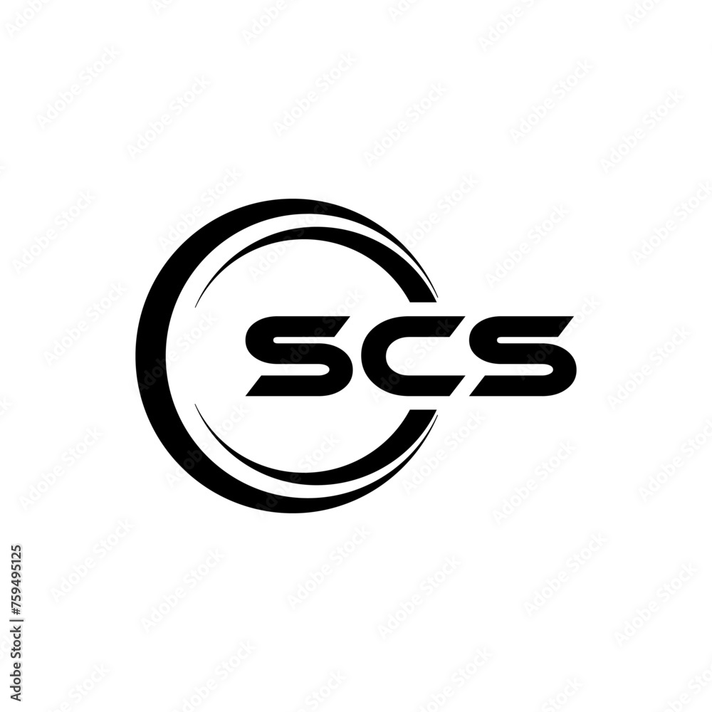 SCS letter logo design in illustration. Vector logo, calligraphy ...