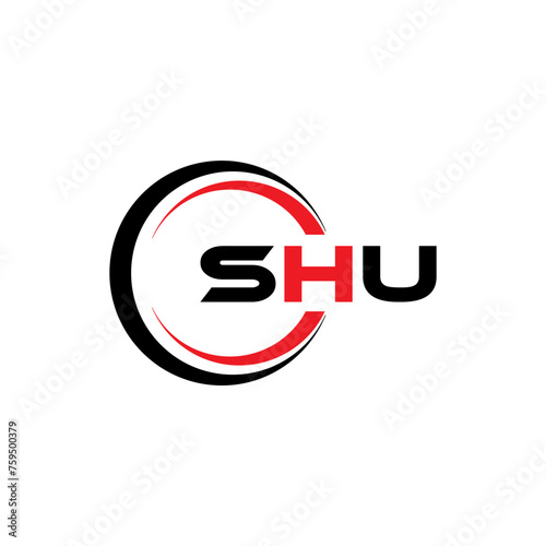 SHU letter logo design in illustration. Vector logo, calligraphy designs for logo, Poster, Invitation, etc.