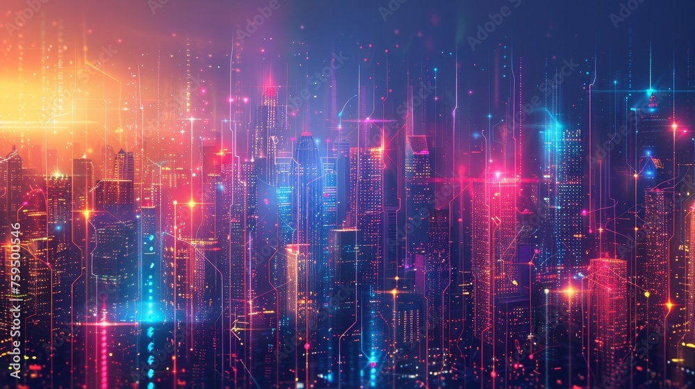 A depiction of smart city technology represented A depiction of smart city technology represented