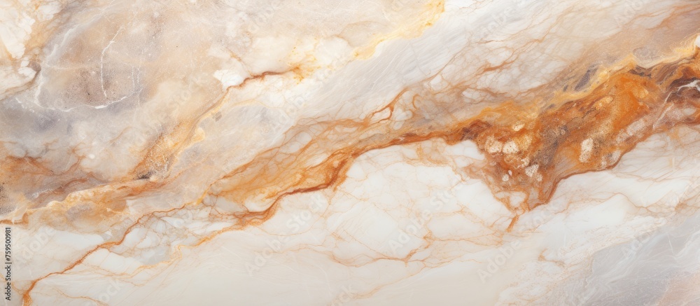 Obraz premium A close up of a white and gold marble texture resembling the intricate patterns of a trees twisted twig, making it a piece of art in both landscape and cuisine design