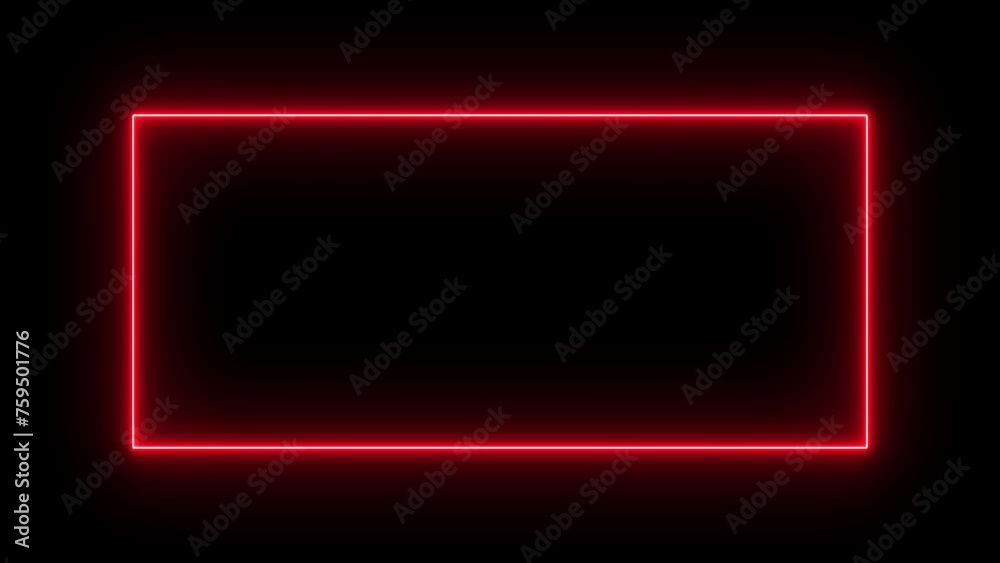 Neon Light Animated Glowing Border Stylish Frame. Neon abstract rectangle shape line animation. Neon lines frame animation . Rectangular frame with moving line.