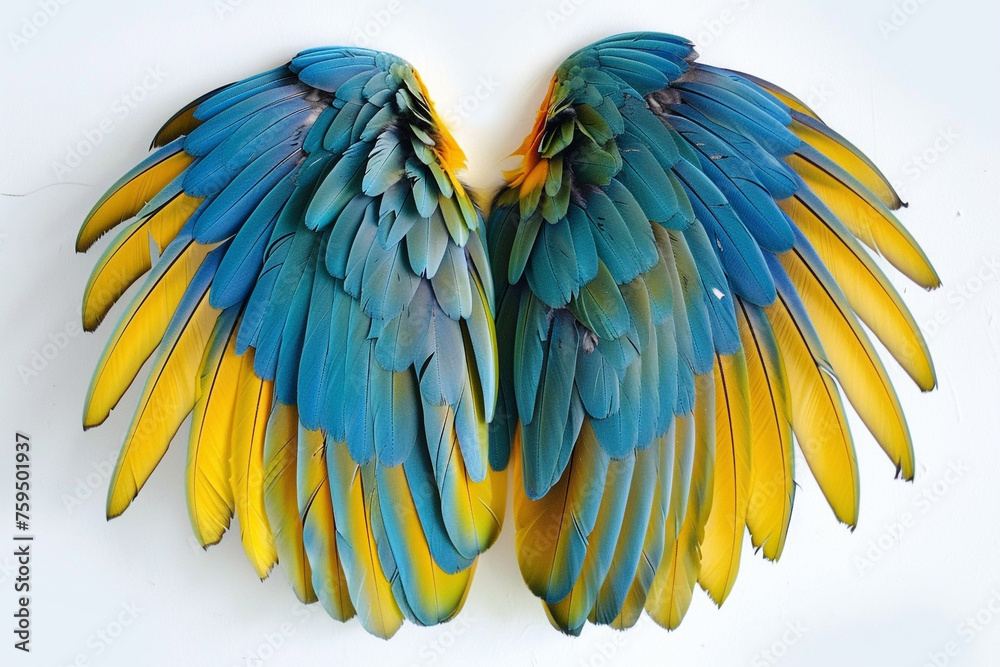 blue and yellow wings of australian parrot