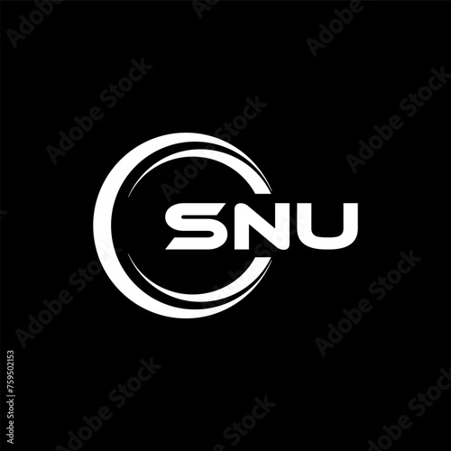 SNU letter logo design in illustration. Vector logo, calligraphy designs for logo, Poster, Invitation, etc.