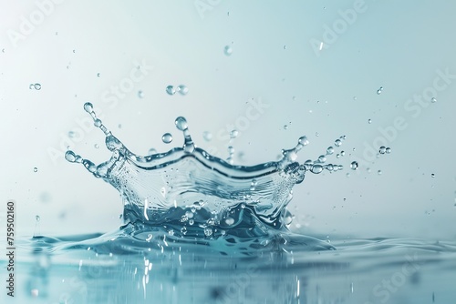 Dynamic water splash on a light blue background. AI generative