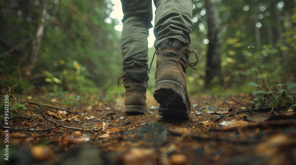 A Person Walk in forest taken from bottom A Person Walk in forest taken from bottom